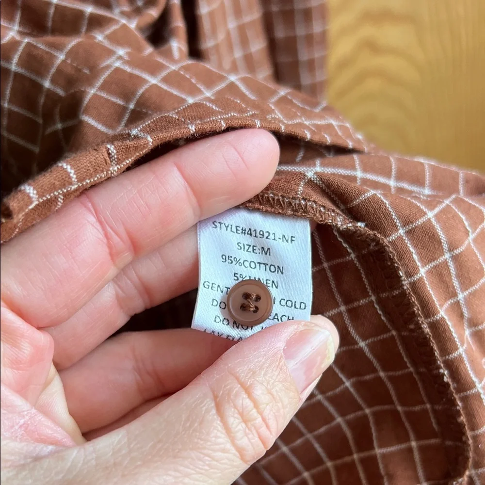 Neuflora | Elegant Red Brown Windowpane Blouse - Picture 5 of 5